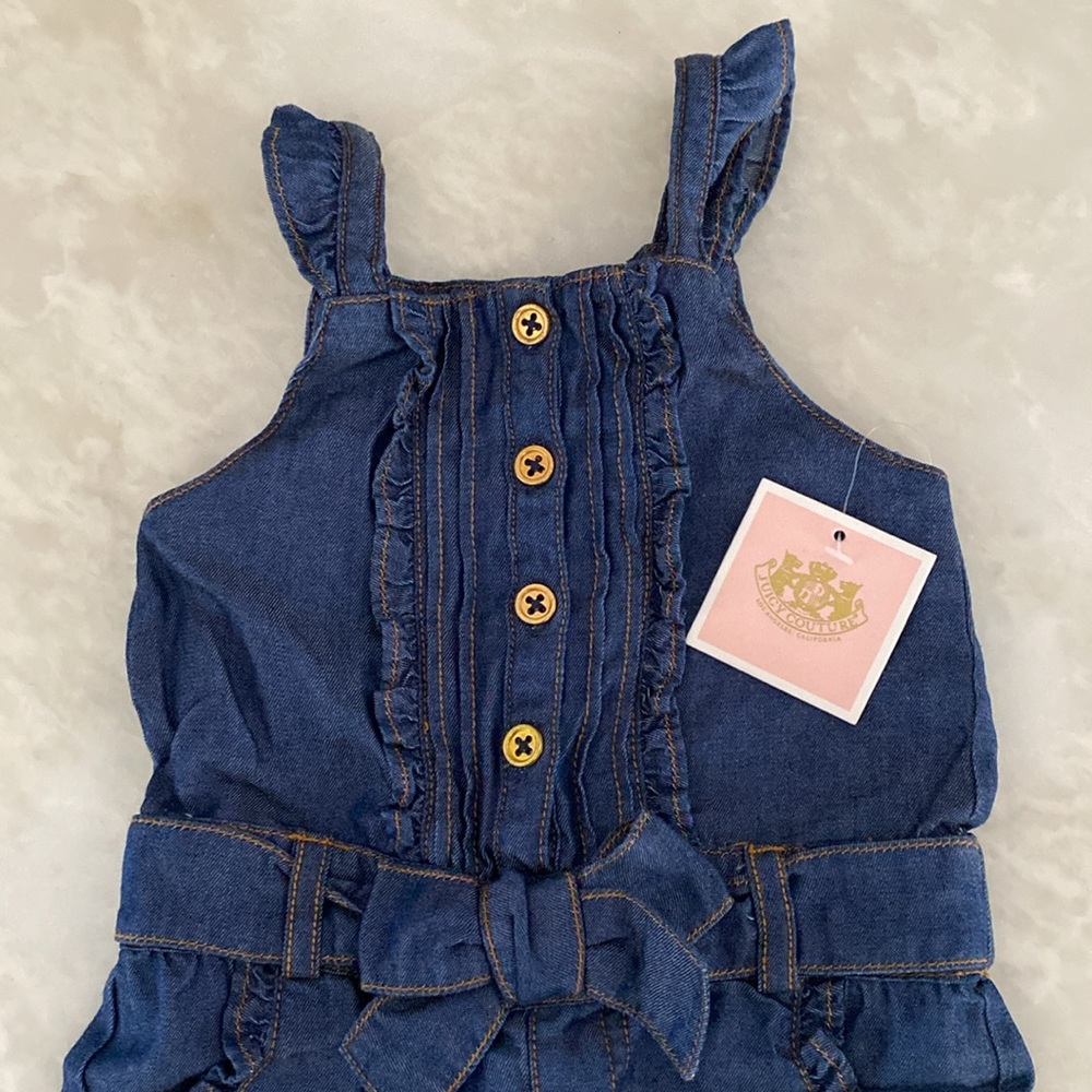 NWT Juicy Couture Denim Romper 3-6M